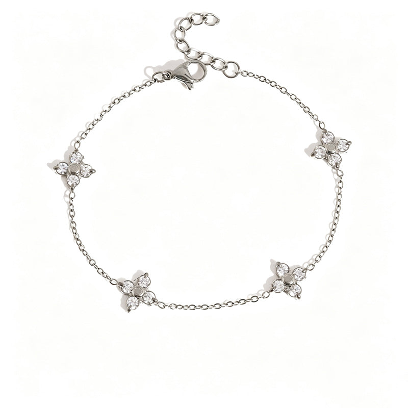 Gold-Plated Flower Zirconia Bracelet — bracelet, view 7