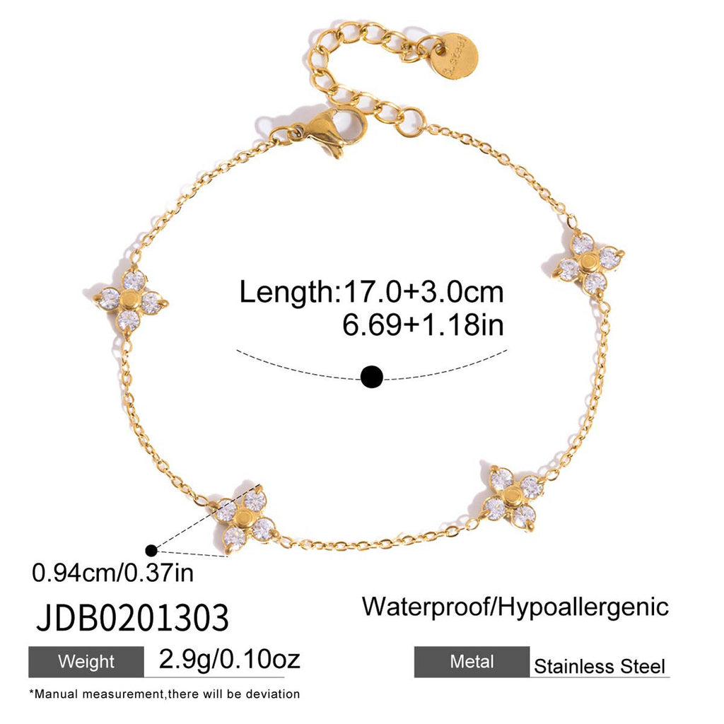 Gold-Plated Flower Zirconia Bracelet — bracelet, view 8