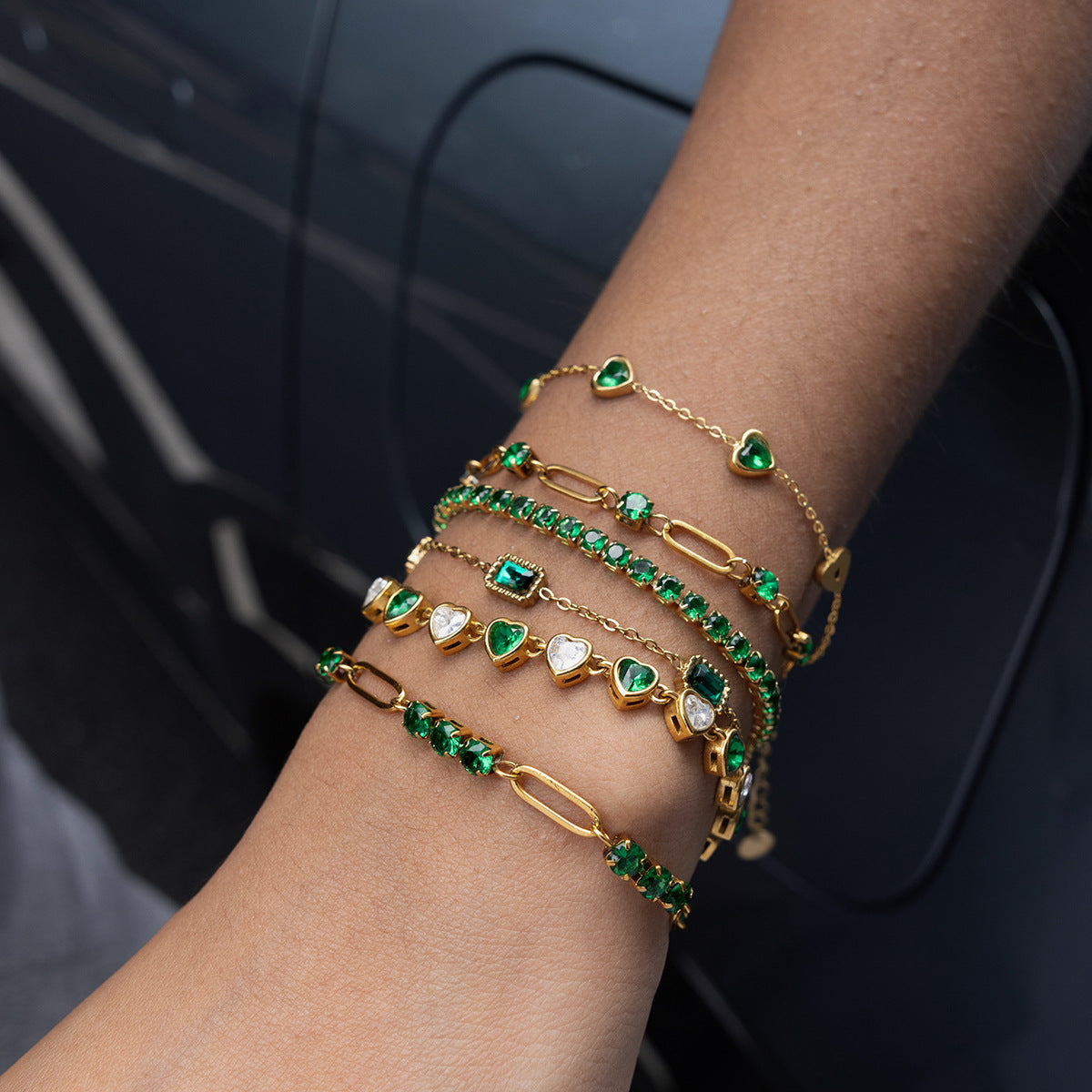 Colour Block Rhinestone Chain Bracelet — bracelet, view 2