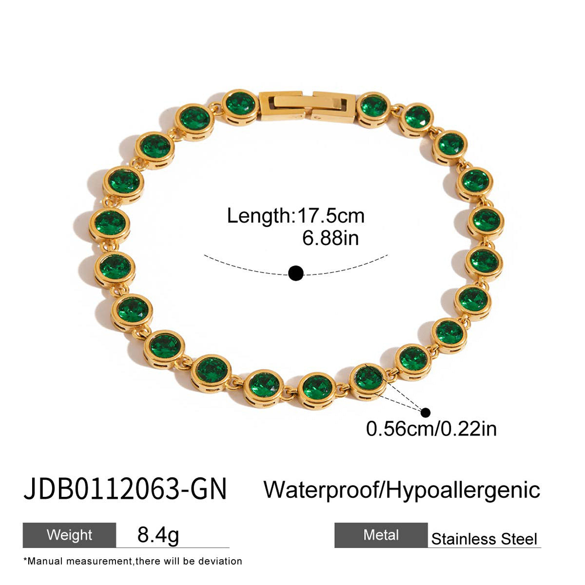 Colour Block Rhinestone Chain Bracelet — bracelet, view 6