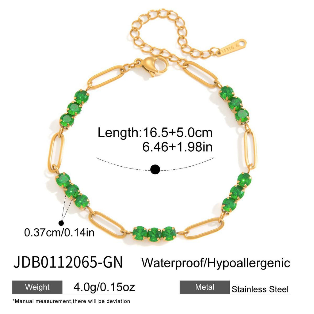 Colour Block Rhinestone Chain Bracelet — bracelet, view 8