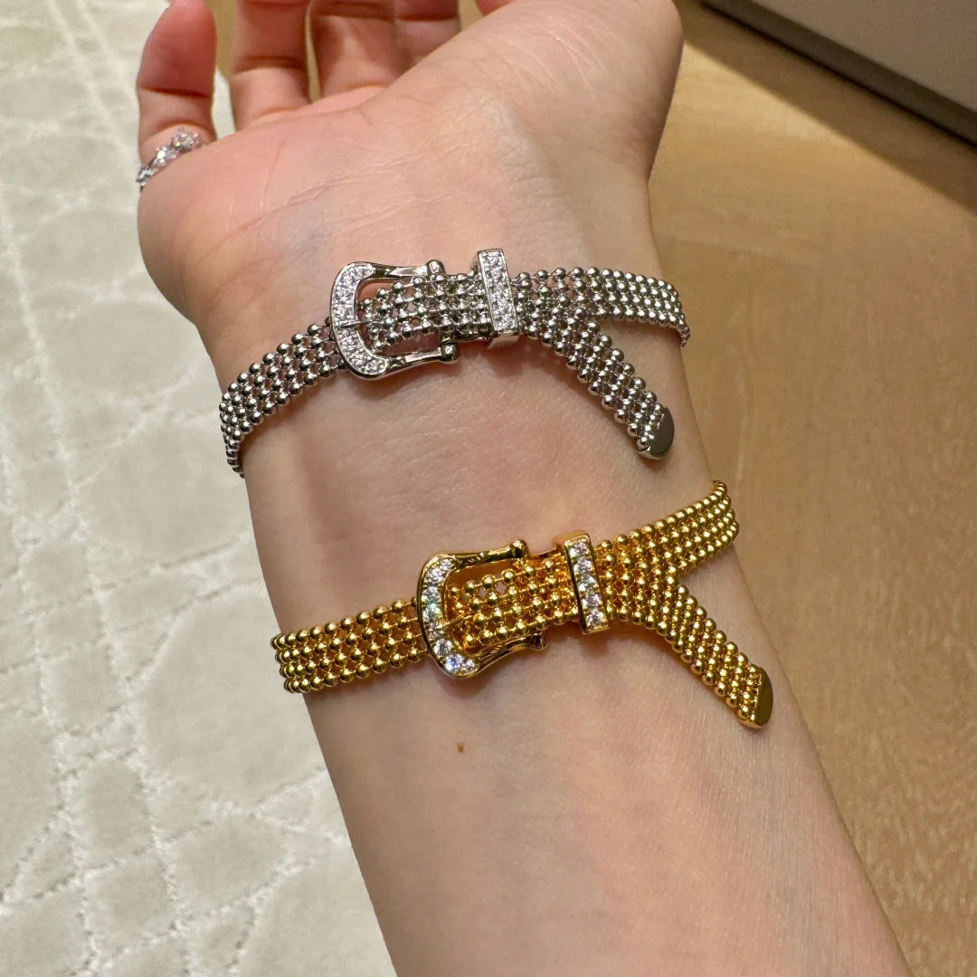Watch-Band Style Gold Bangle — bracelet, view 2