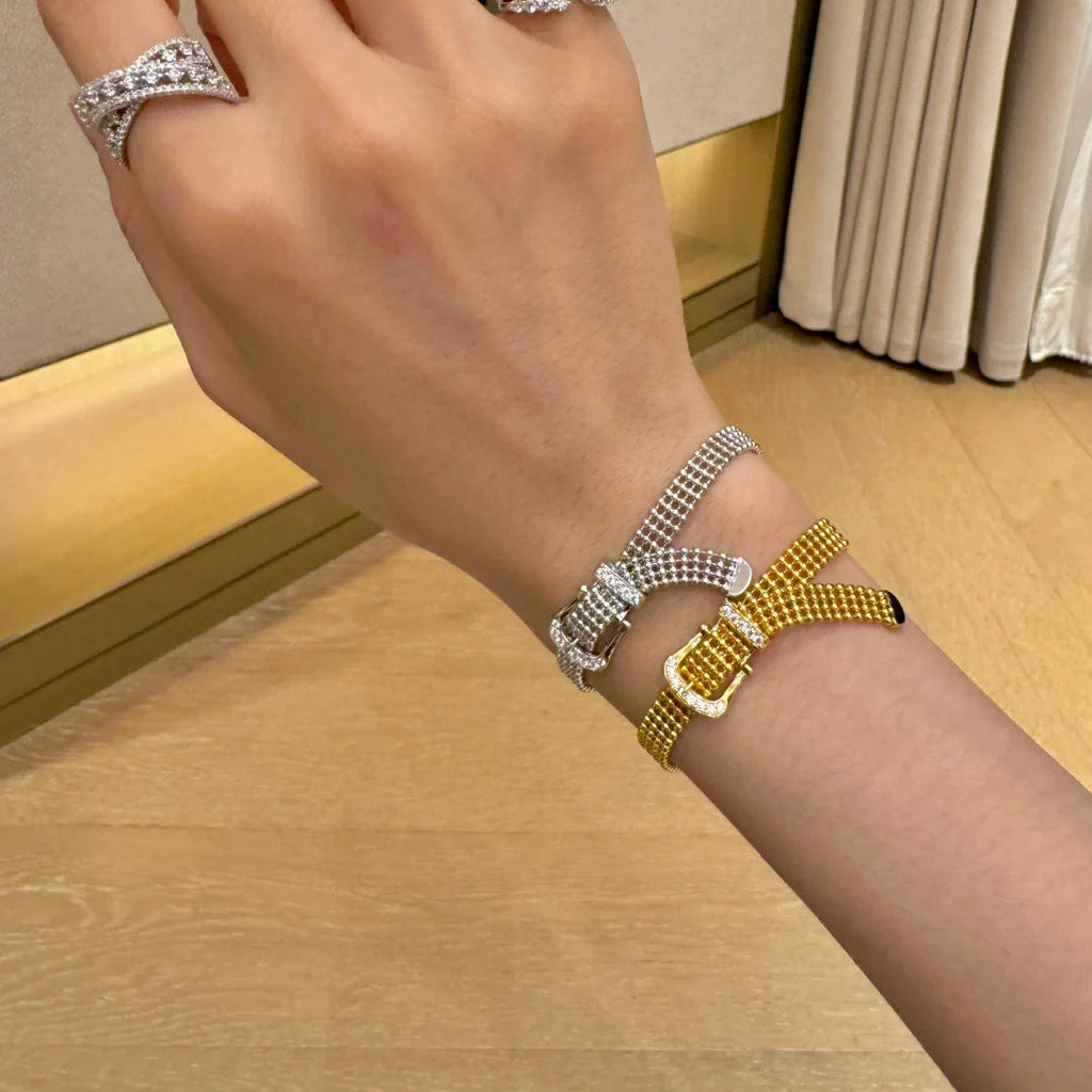 Watch-Band Style Gold Bangle — bracelet, view 3
