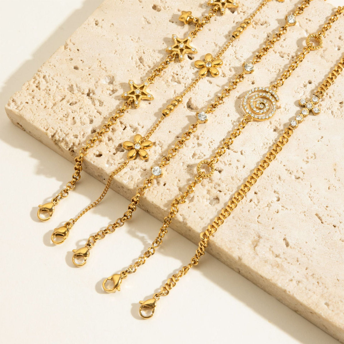 Cubic Zirconia Gold Chain Bracelet — gold bracelet, view 3