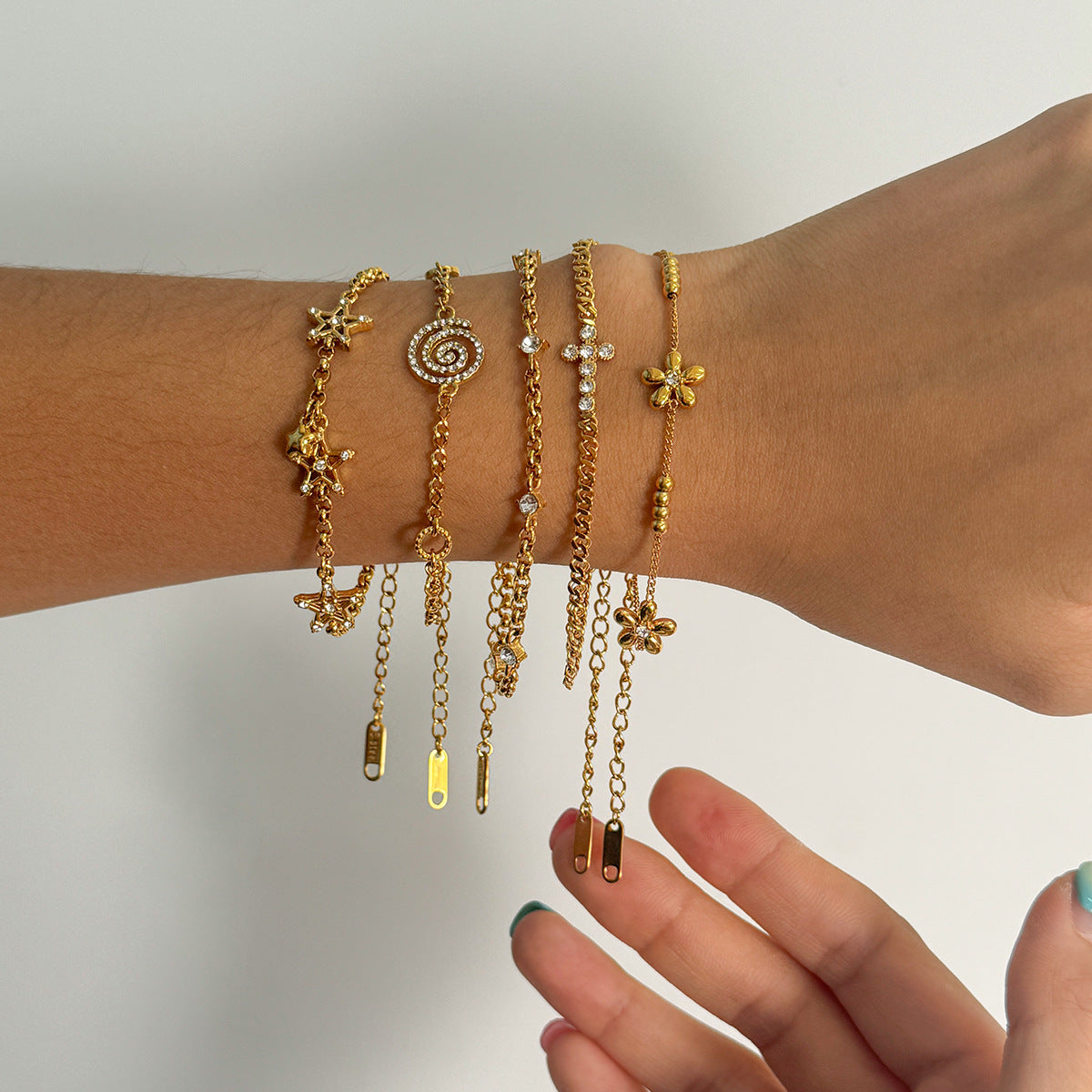Cubic Zirconia Gold Chain Bracelet — gold bracelet, view 4
