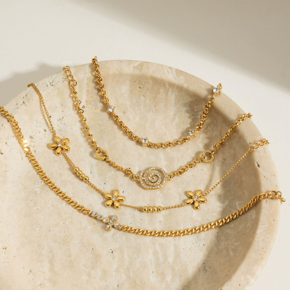 Cubic Zirconia Gold Chain Bracelet — gold bracelet, view 5