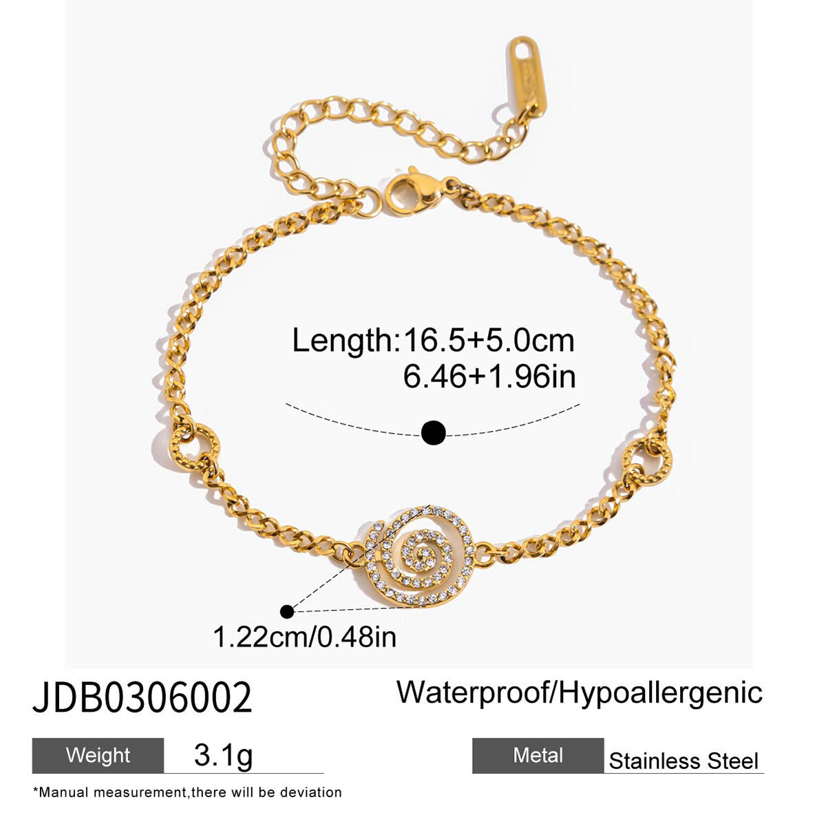 Cubic Zirconia Gold Chain Bracelet — gold bracelet, view 11