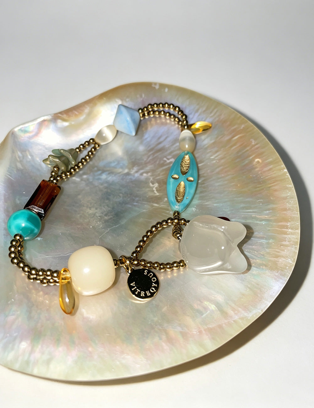 Irregular Beaded Flower Bracelet — brown bracelet