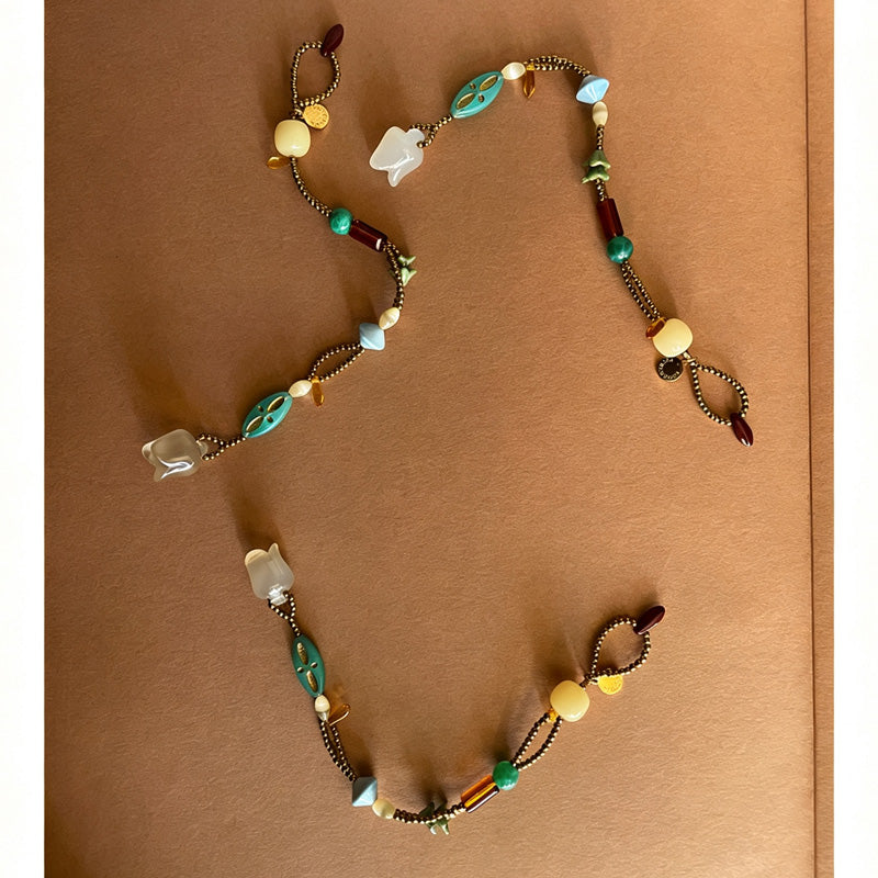 Irregular Beaded Flower Bracelet — brown bracelet, view 5