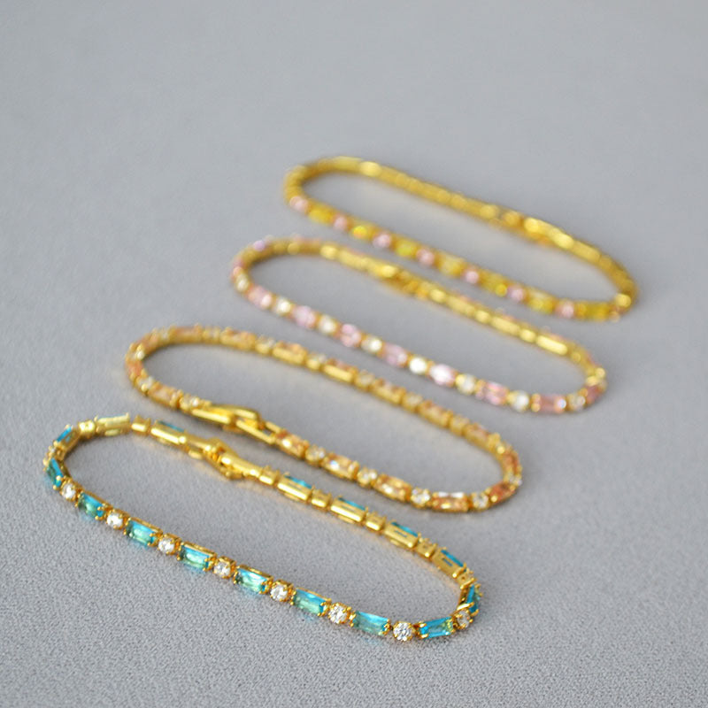 Multicolour Cubic Zirconia Tennis Bracelet — bracelet, view 2
