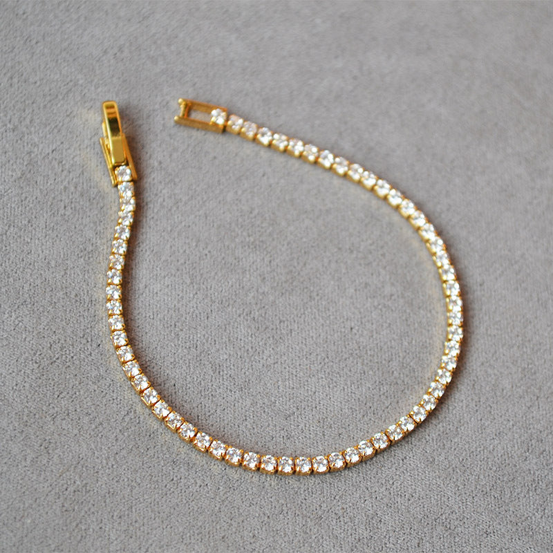 Gold-Plated Cubic Zirconia Tennis Bracelet — bracelet, view 3