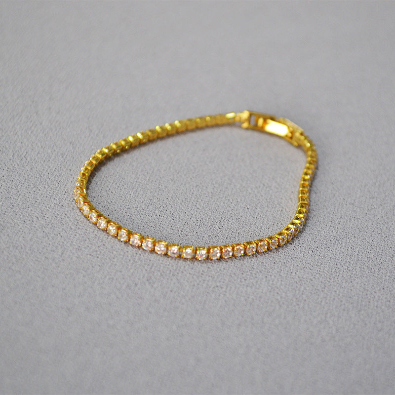 Gold-Plated Cubic Zirconia Tennis Bracelet — bracelet, view 4