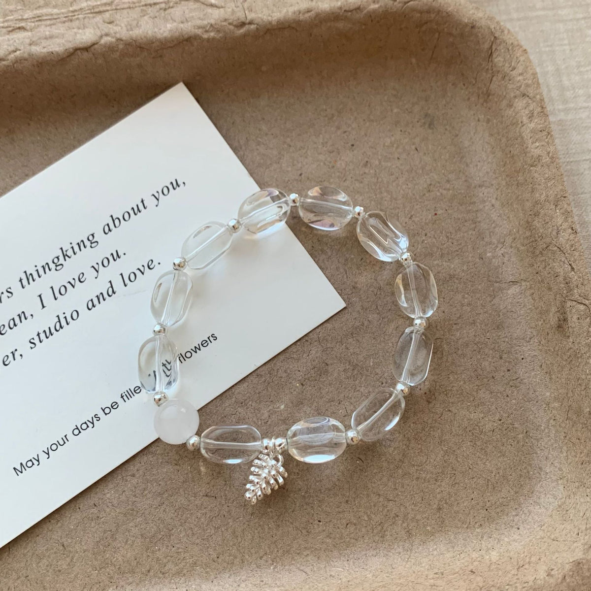 Pinecone Pendant Crystal Bracelet — bracelet, view 4