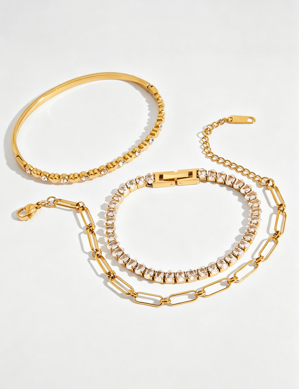 Gold Rhinestone Link Bracelet — gold bracelet
