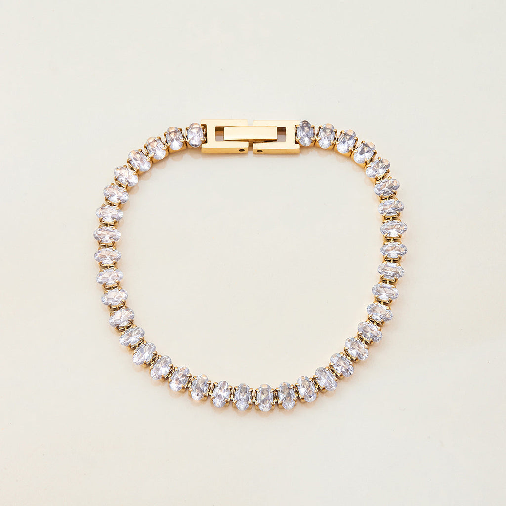 Gold Rhinestone Link Bracelet — gold bracelet, view 4