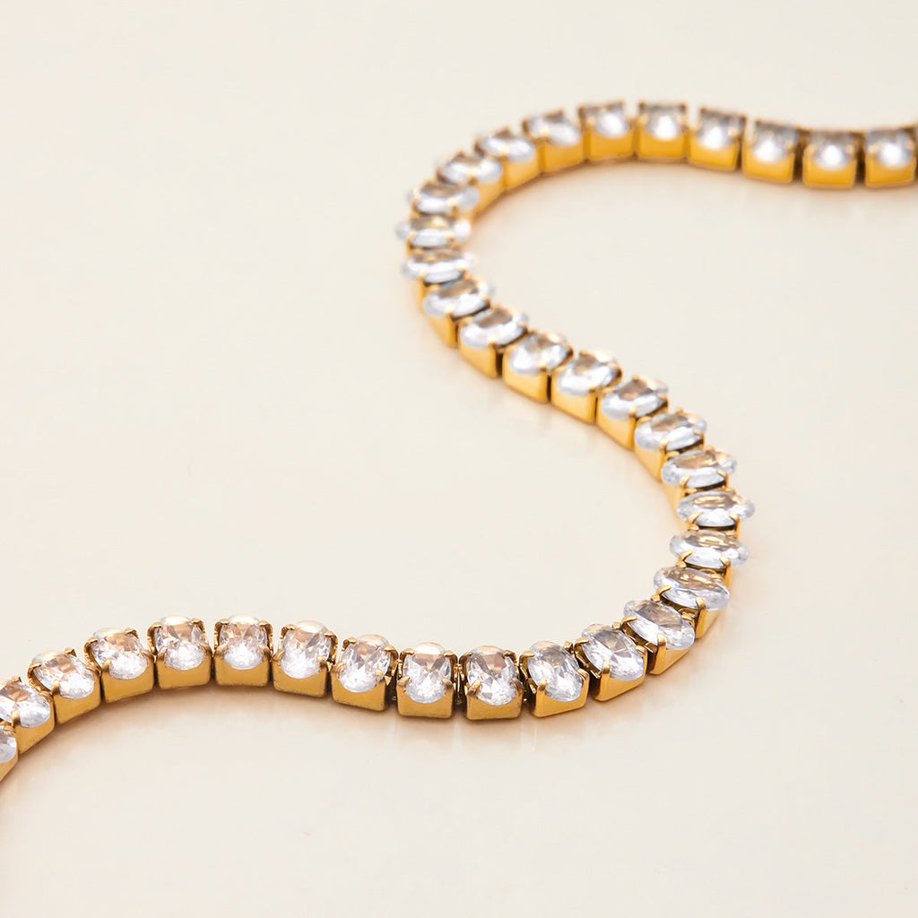 Gold Rhinestone Link Bracelet — gold bracelet, view 6