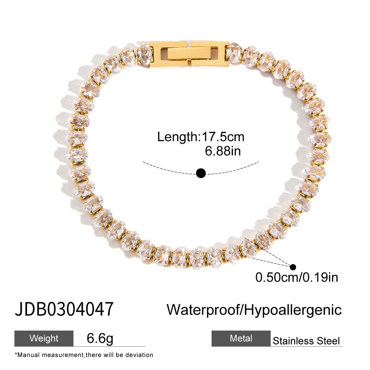 Gold Rhinestone Link Bracelet — gold bracelet, view 7