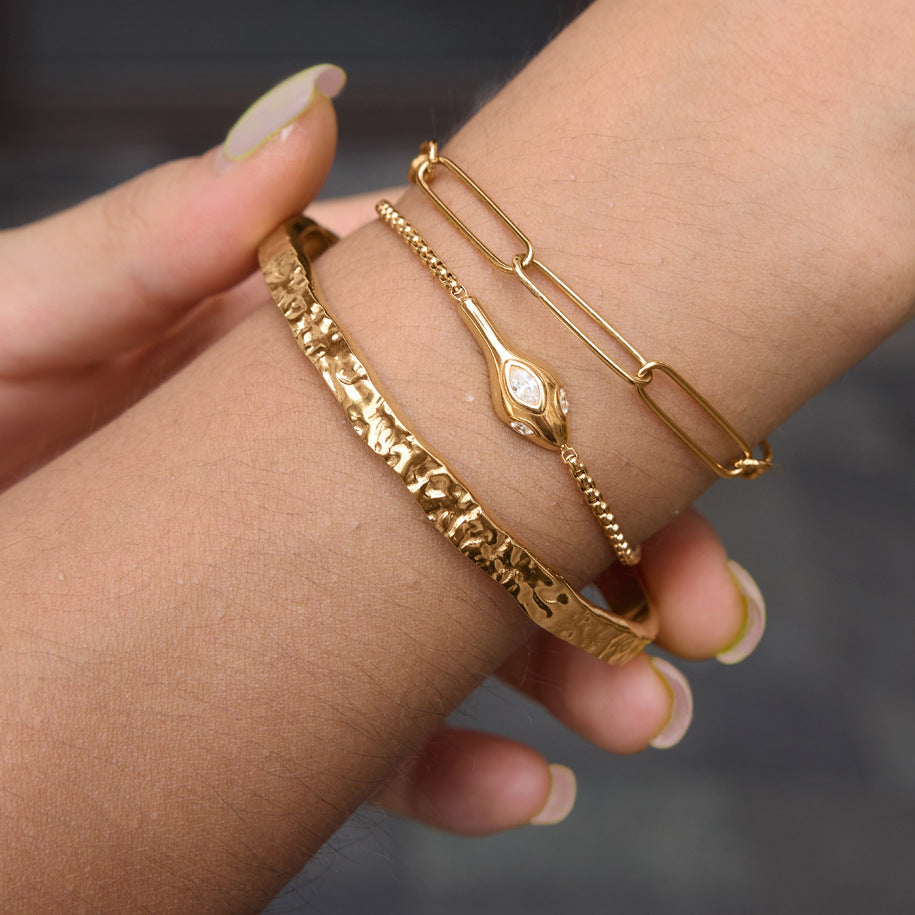 Gold-Plated Cubic Zirconia Chain Bracelet — gold bracelet, view 2