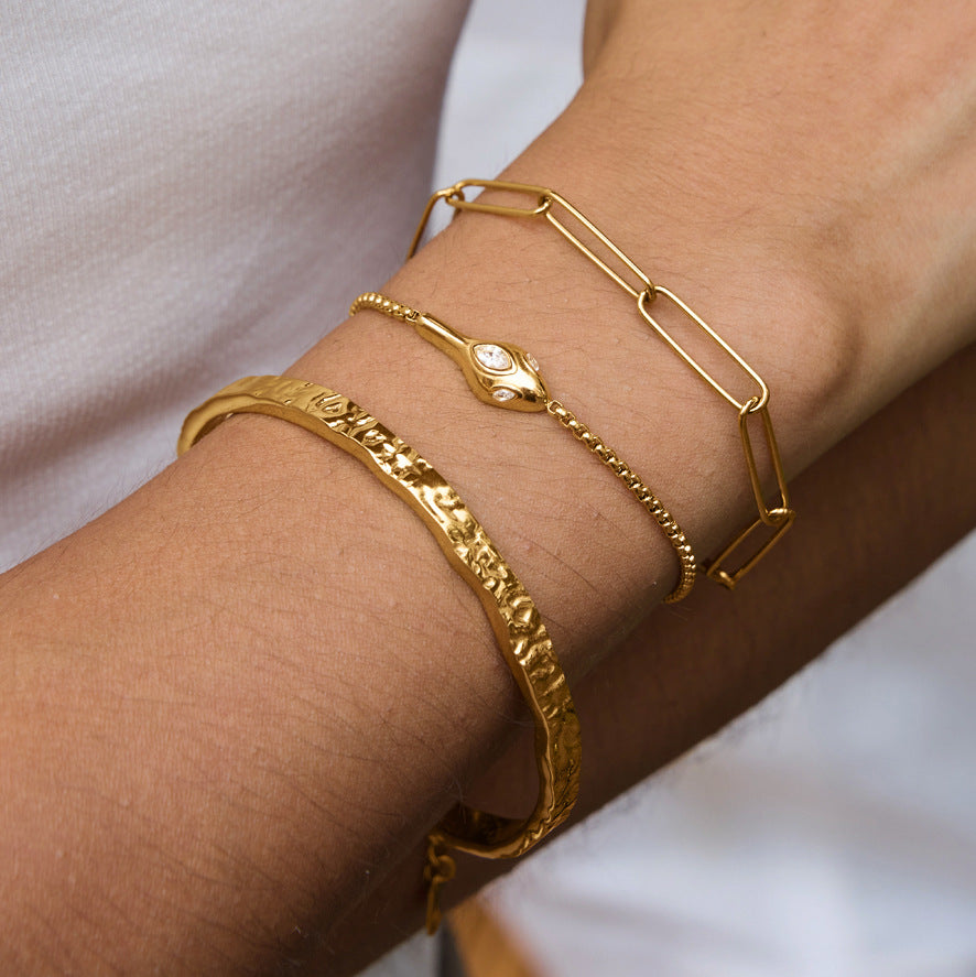 Gold-Plated Cubic Zirconia Chain Bracelet — gold bracelet, view 4