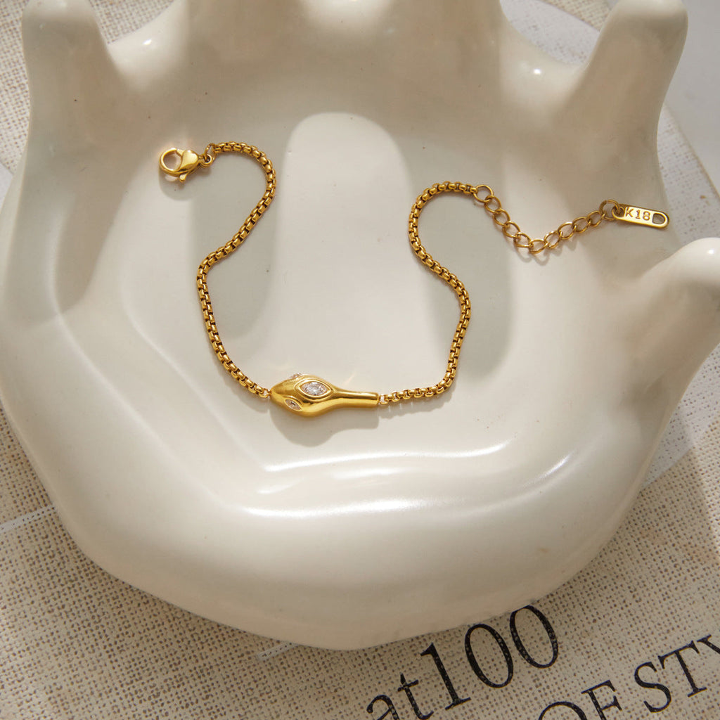 Gold-Plated Cubic Zirconia Chain Bracelet — gold bracelet, view 5