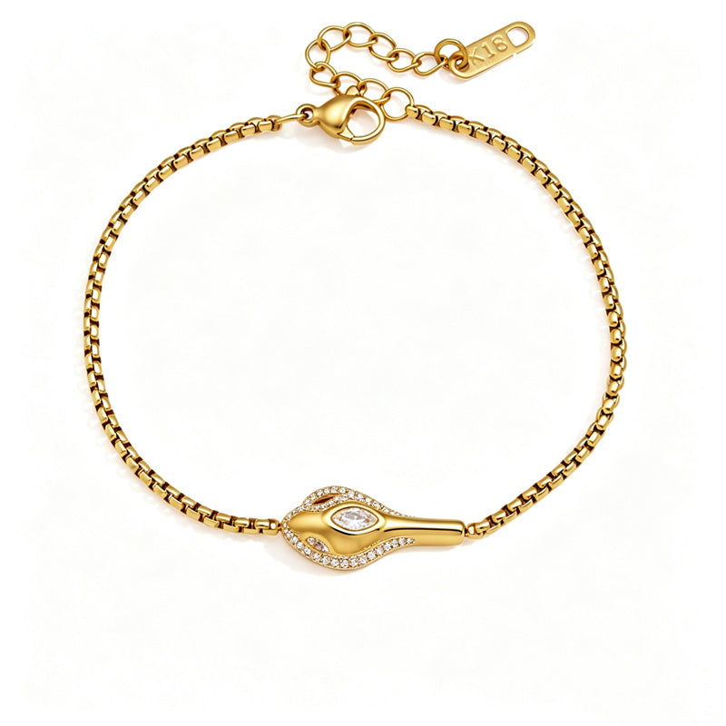 Gold-Plated Cubic Zirconia Chain Bracelet — gold bracelet, view 10