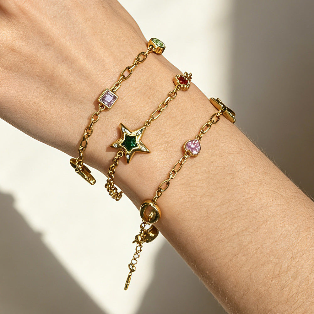 Starfish Heart Chain Bracelet — gold bracelet, view 2
