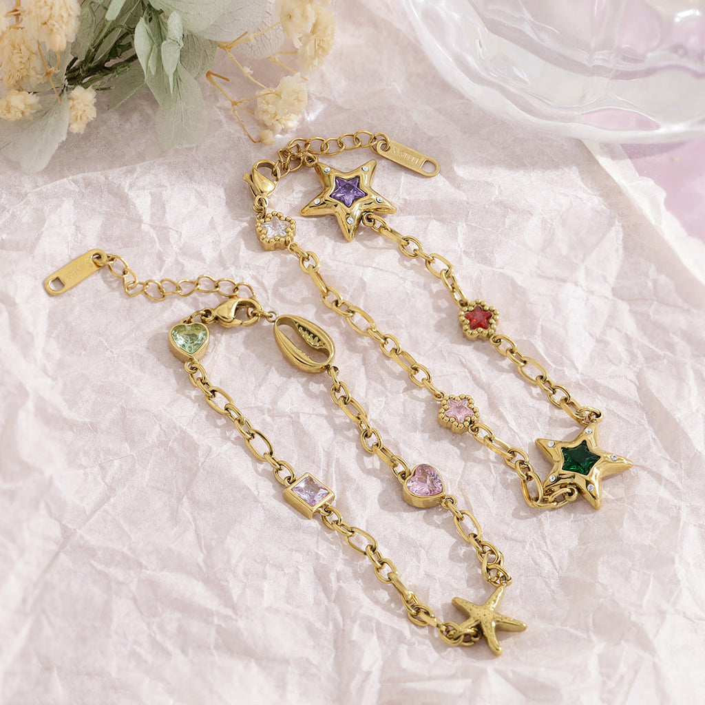 Starfish Heart Chain Bracelet — gold bracelet, view 3
