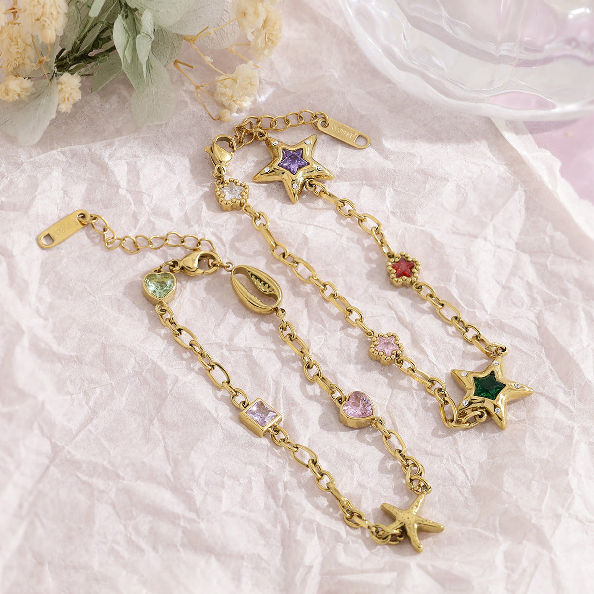 Starfish Heart Chain Bracelet — gold bracelet, view 3