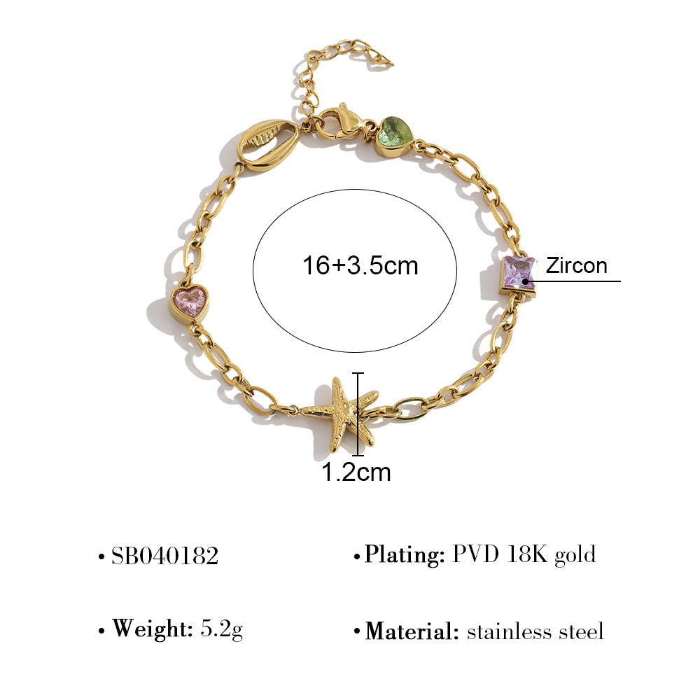 Starfish Heart Chain Bracelet — gold bracelet, view 4