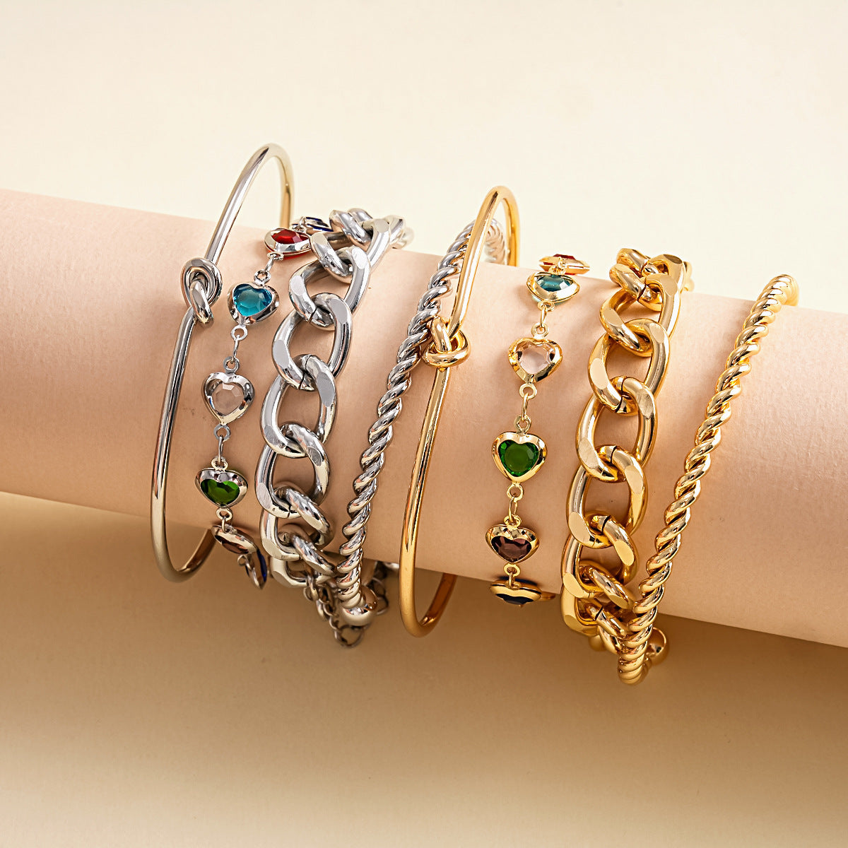 Twist Knot Heart Bracelet Set — bracelet, view 3