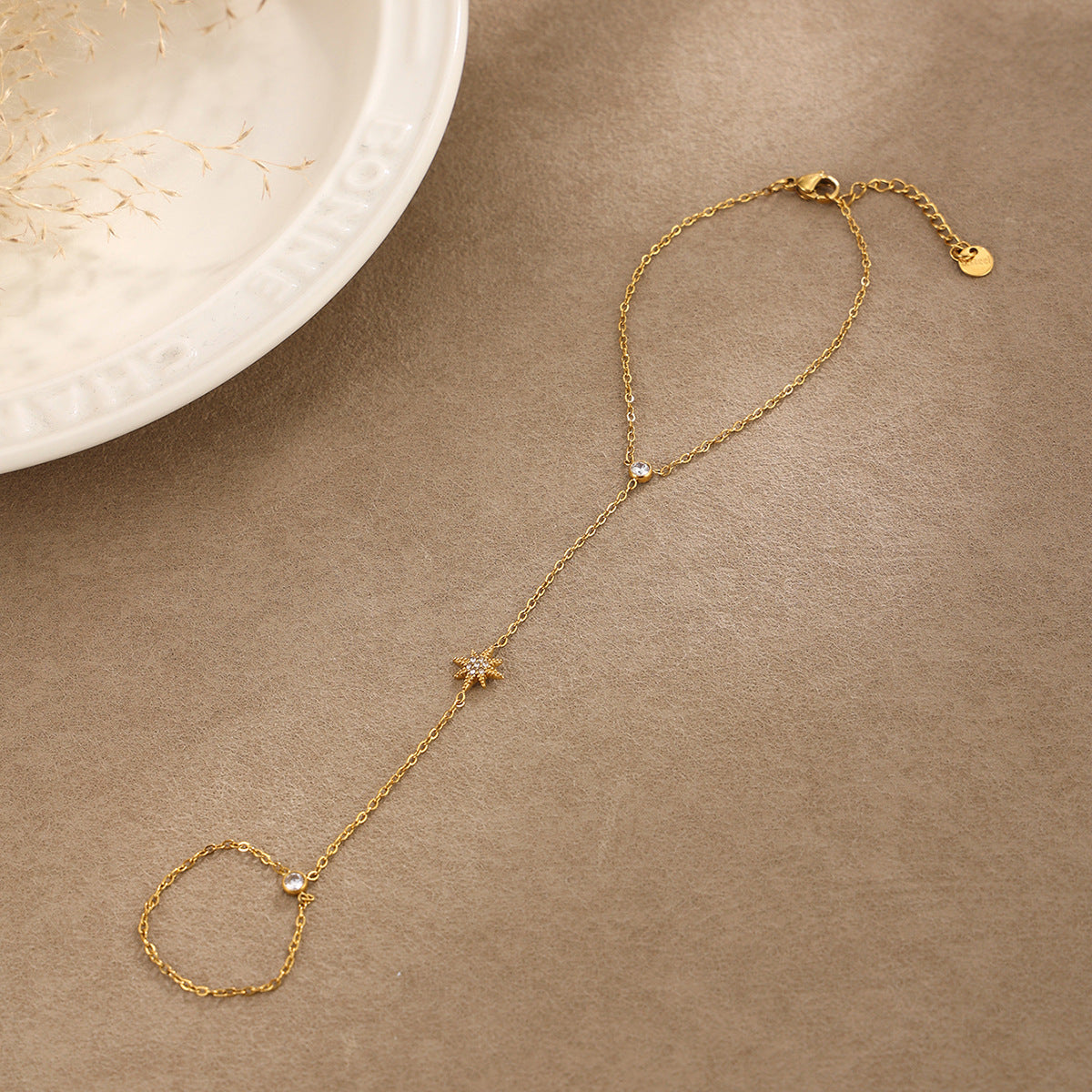 Eight Point Star Bracelet — gold bracelet, view 6