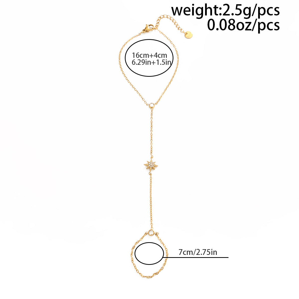 Eight Point Star Bracelet — gold bracelet, view 7