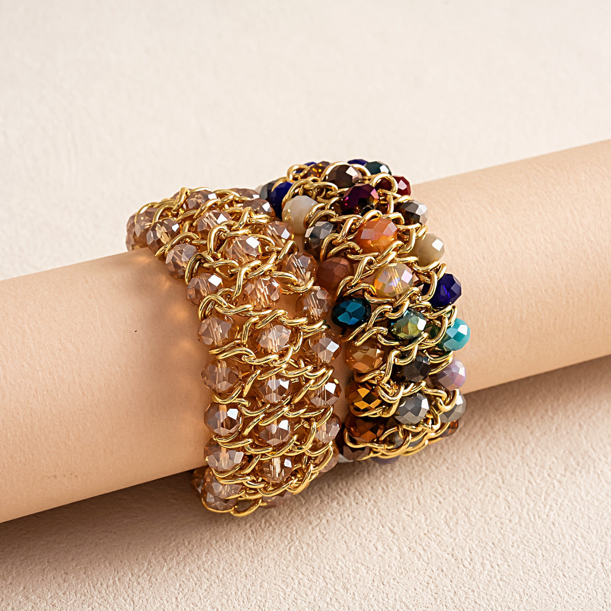 Gold-Plated Coloured Glass Bracelet — bracelet, view 2