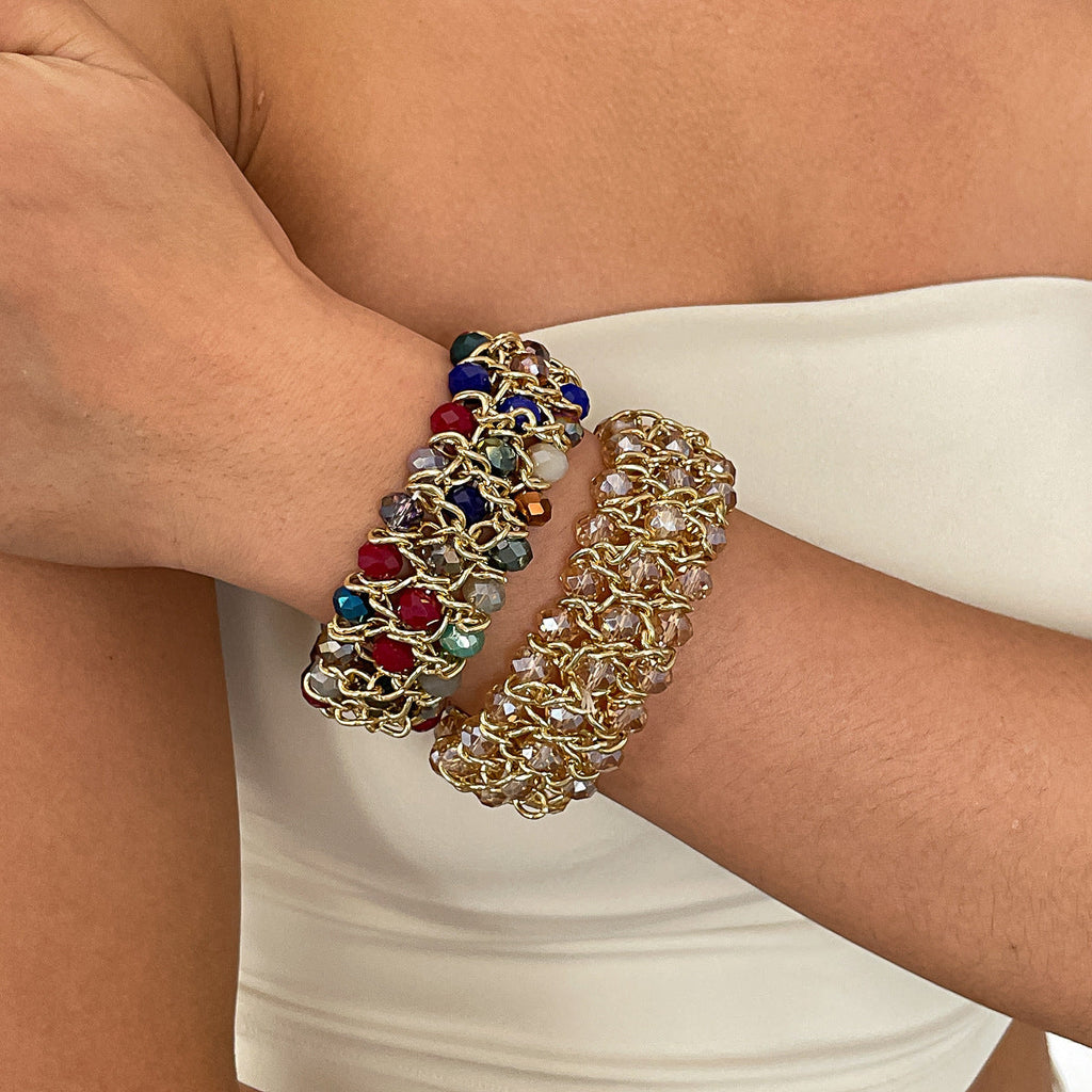 Gold-Plated Coloured Glass Bracelet — bracelet, view 3