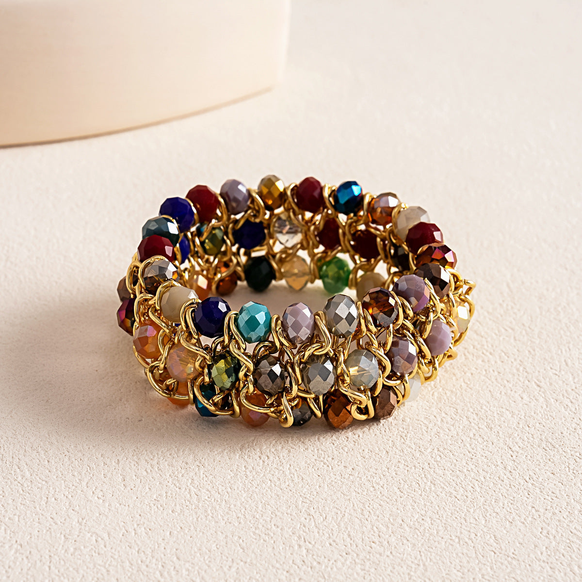 Gold-Plated Coloured Glass Bracelet — bracelet, view 6