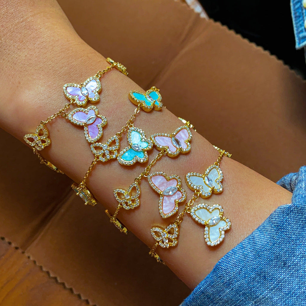 Butterfly Charm Zirconia Bracelet — bracelet, view 2