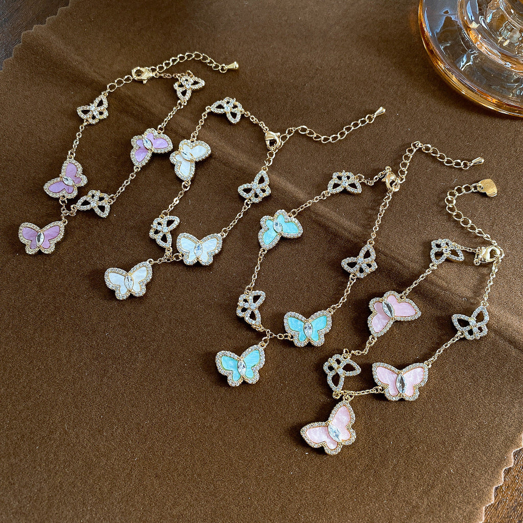 Butterfly Charm Zirconia Bracelet — bracelet, view 3