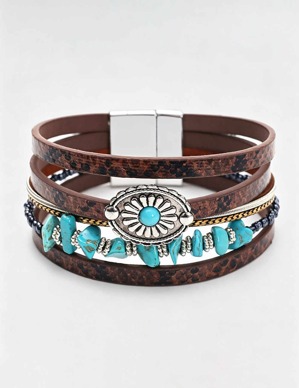 Snake Print Turquoise Layered Bracelet — bracelet