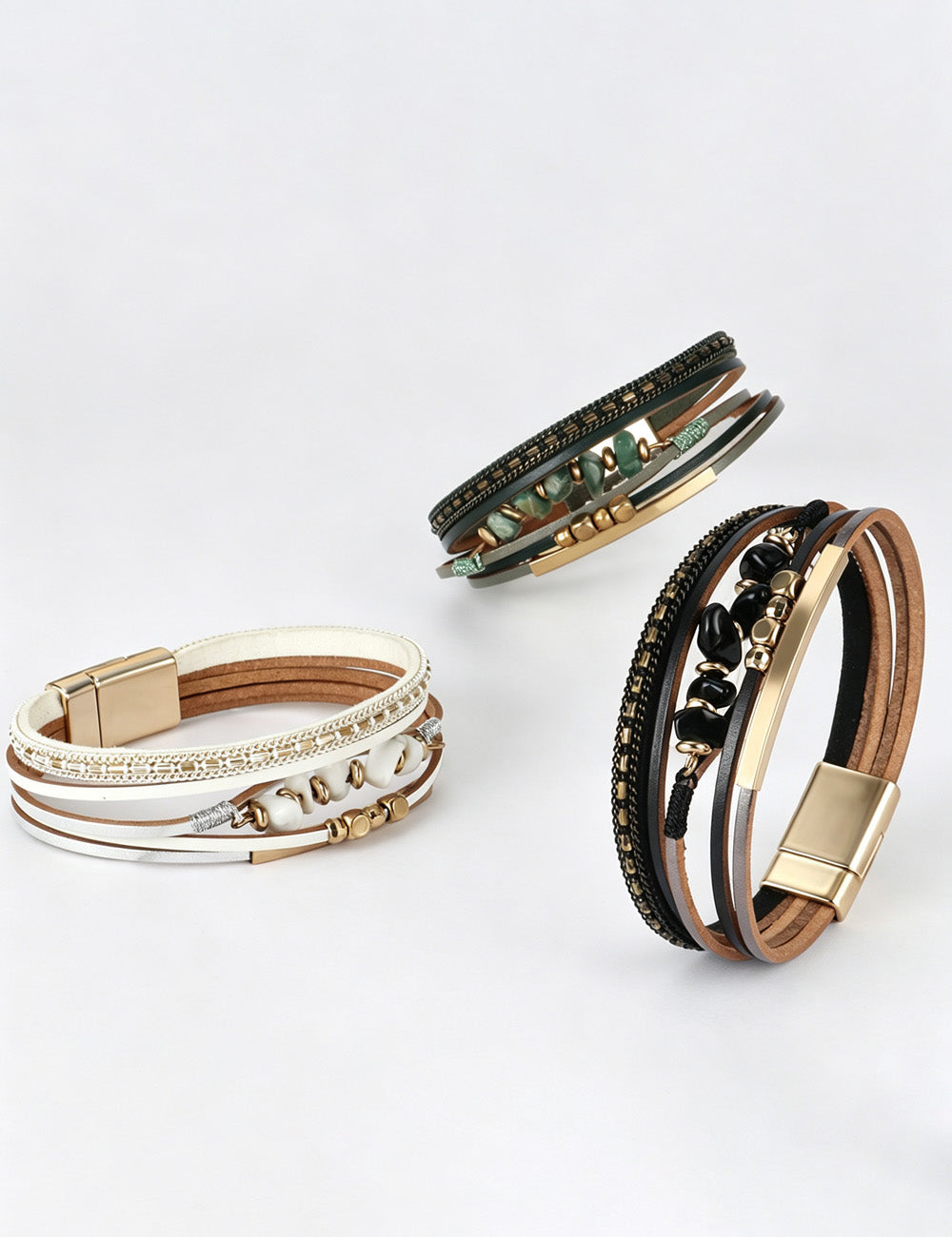 Magnetic Layered Stone Bracelet — bracelet