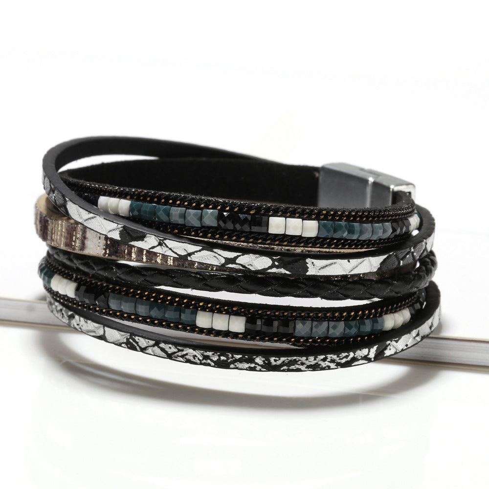 Faux Leather Wrap Bracelet — bracelet, view 4