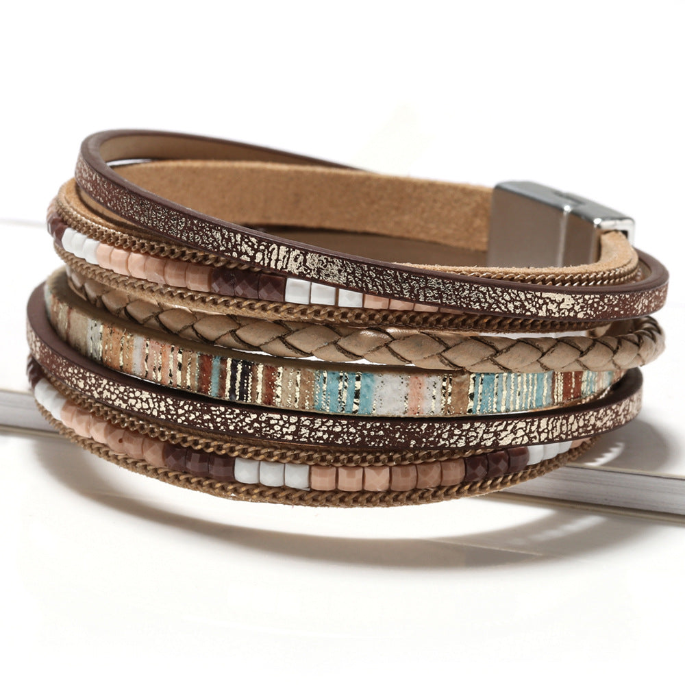 Faux Leather Wrap Bracelet — bracelet, view 5