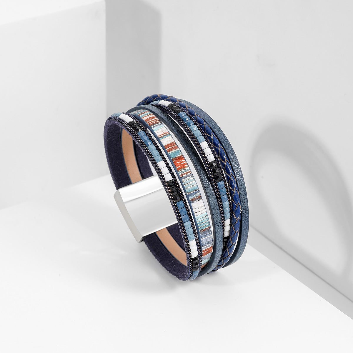 Faux Leather Wrap Bracelet — bracelet, view 8
