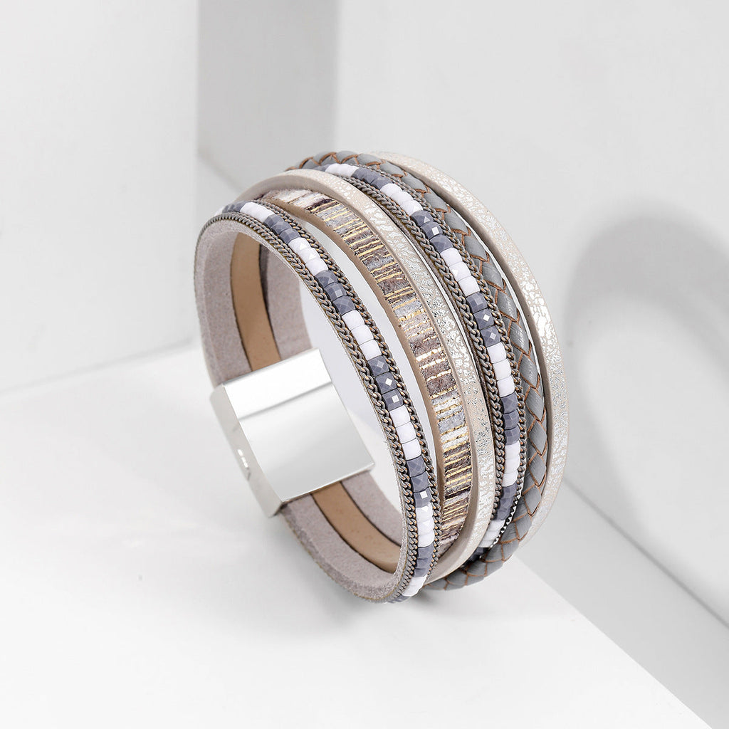 Faux Leather Wrap Bracelet — bracelet, view 9