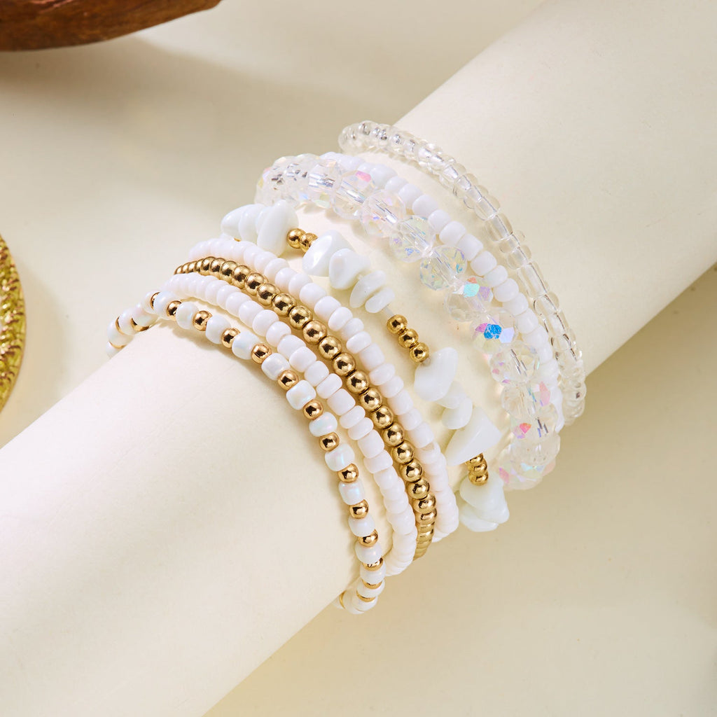 Layered Stone Bead Chain Bracelet — bracelet, view 5