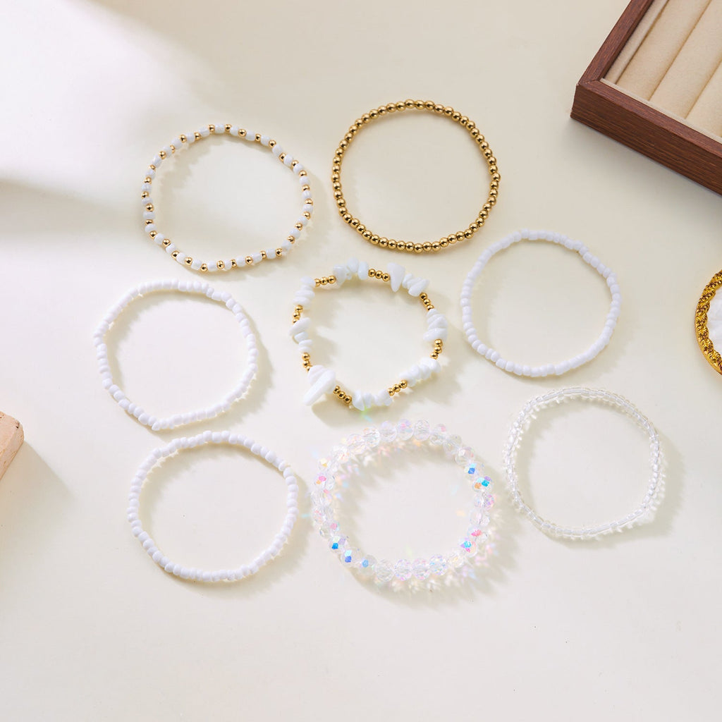 Layered Stone Bead Chain Bracelet — bracelet, view 7