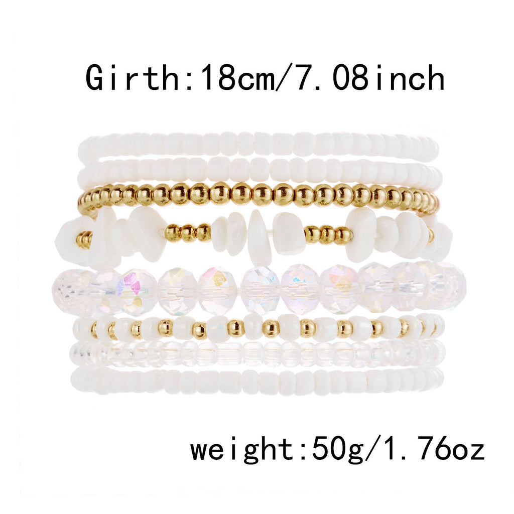 Layered Stone Bead Chain Bracelet — bracelet, view 8