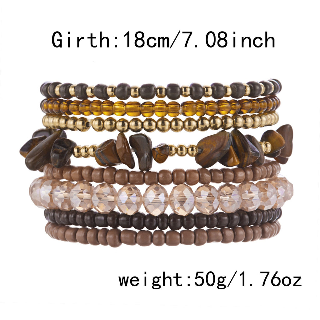 Layered Stone Bead Chain Bracelet — bracelet, view 9