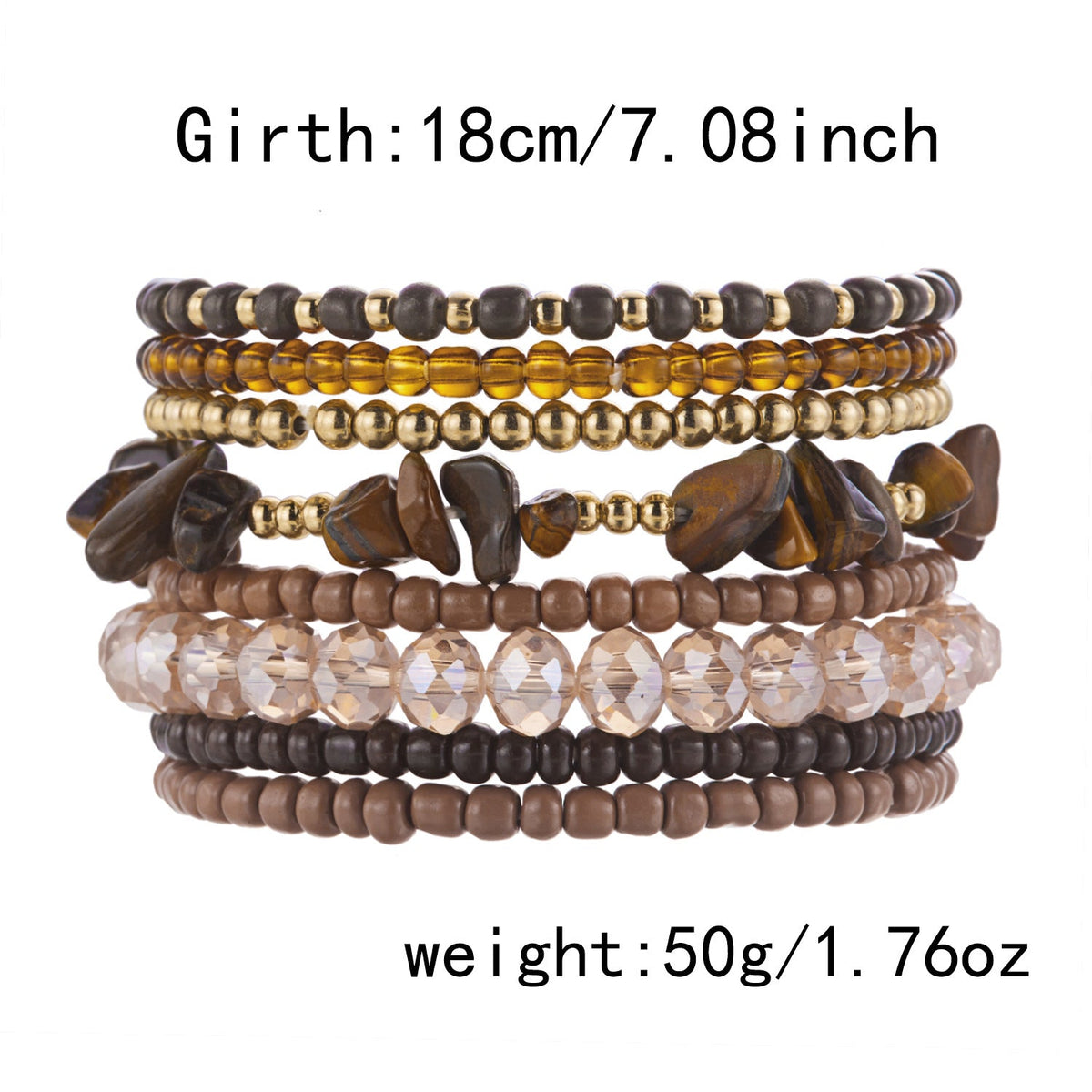 Layered Stone Bead Chain Bracelet — bracelet, view 9