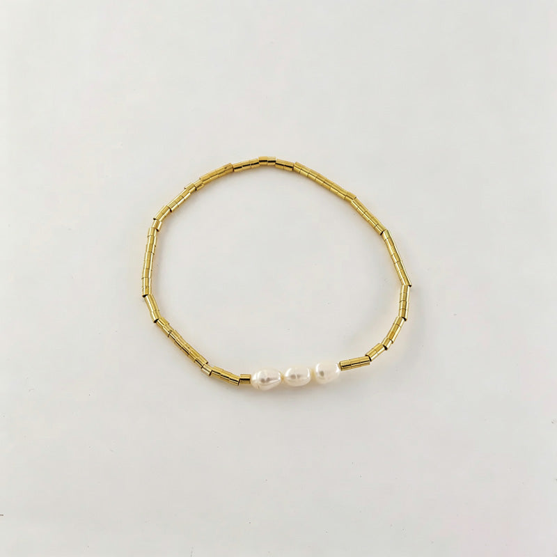 Pearl Beaded Chain Bracelet — bracelet, view 5