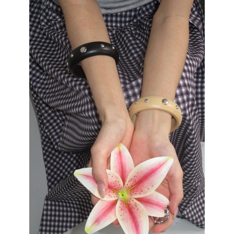 Studded Wide Bangle Bracelet — bracelet, view 2
